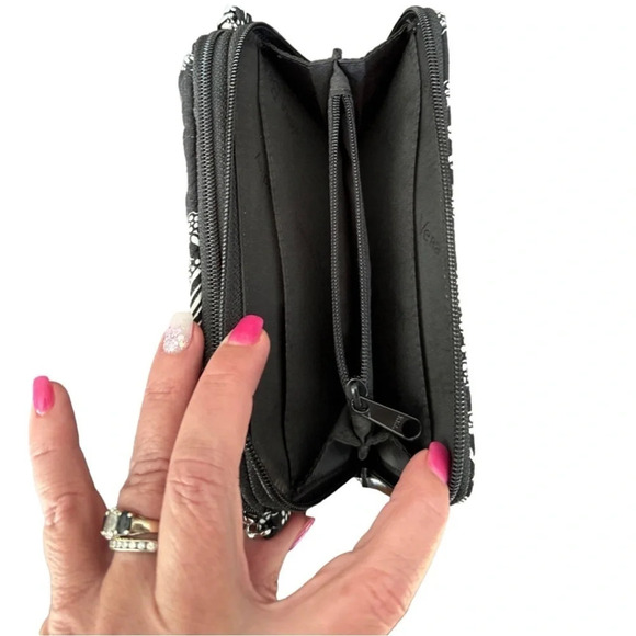 Vera Bradley wristlet wallet. Black and white. 2 zippers and pocket. - Picture 4 of 7